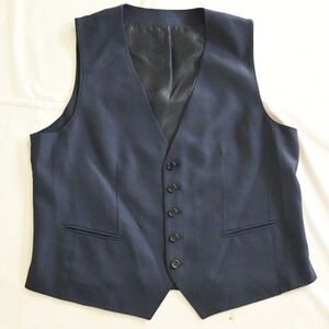 Hugo Boss‎ FHarverson2GarvinWE 42R L Navy Blue Birdseye Wool Waistcoat Suit Vest